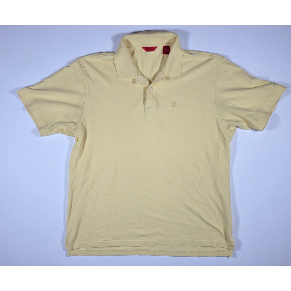 IZOD Men's XL Polo Shirt Short Sleeve Cotton Pique Pale Yellow Solid Casual Top